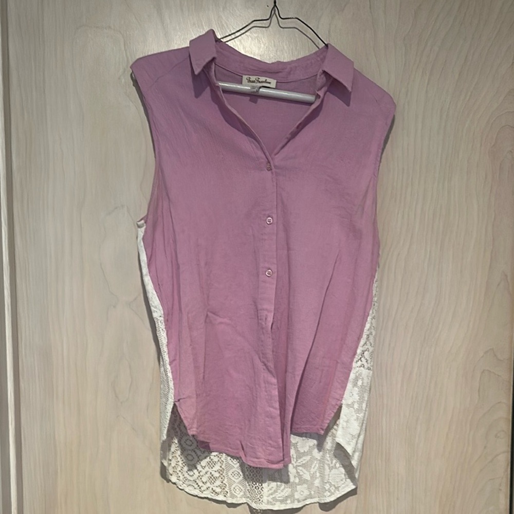 True Freedom Sleeveless Purple and White Lace Women's Top